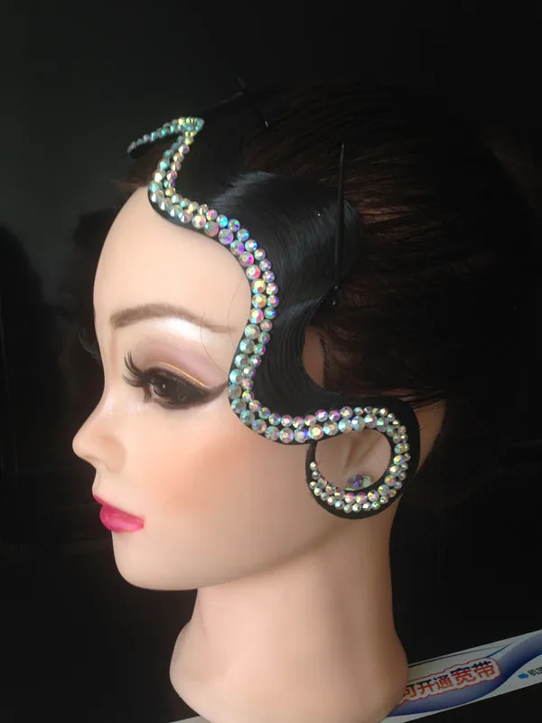 

Ballroom dance accessories headpiece Imitation Diamond Waltz Tango Headgear contest Performance Dancewear For women