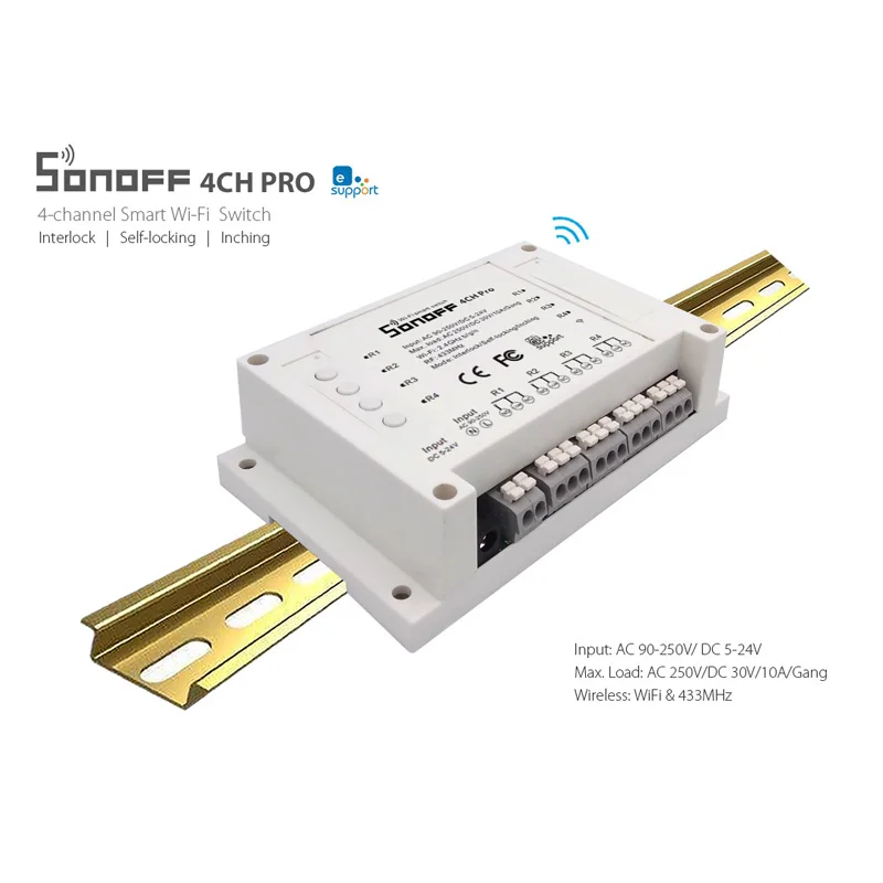 Sonoff 4CH Pro& Pro R2 умный Wifi переключатель домашний 433 МГц RF Wifi светильник 4 комплекта 3 режима работы инчинг Блокировка с Alexa