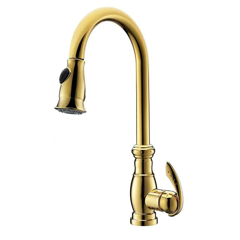 Kitchen Sink Faucets Total Brass Pull Out/Down Kitchen Sink Mixer Tap Single Handle Hot and Cold Kitchen Crane Tap Golden Faucet Kitchen Sink Faucets Total Brass Pull Out/Down Kitchen Sink Mixer Tap Single Handle Hot and Cold Kitchen Crane Tap Golden Faucet