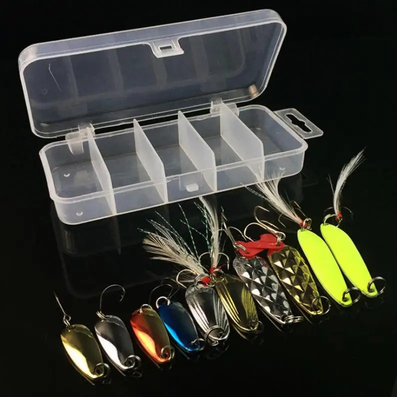 10pcs/lot Durable Metal Spoon Lures Carp Fishing Bait Luminous Fishing