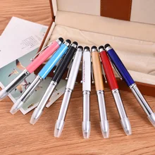 100 шт. металлическая световая ручка металл Мобильная сенсорная шариковая ручка сенсорный экран световая ручка пресс светодиодный Емкость ручка освещение