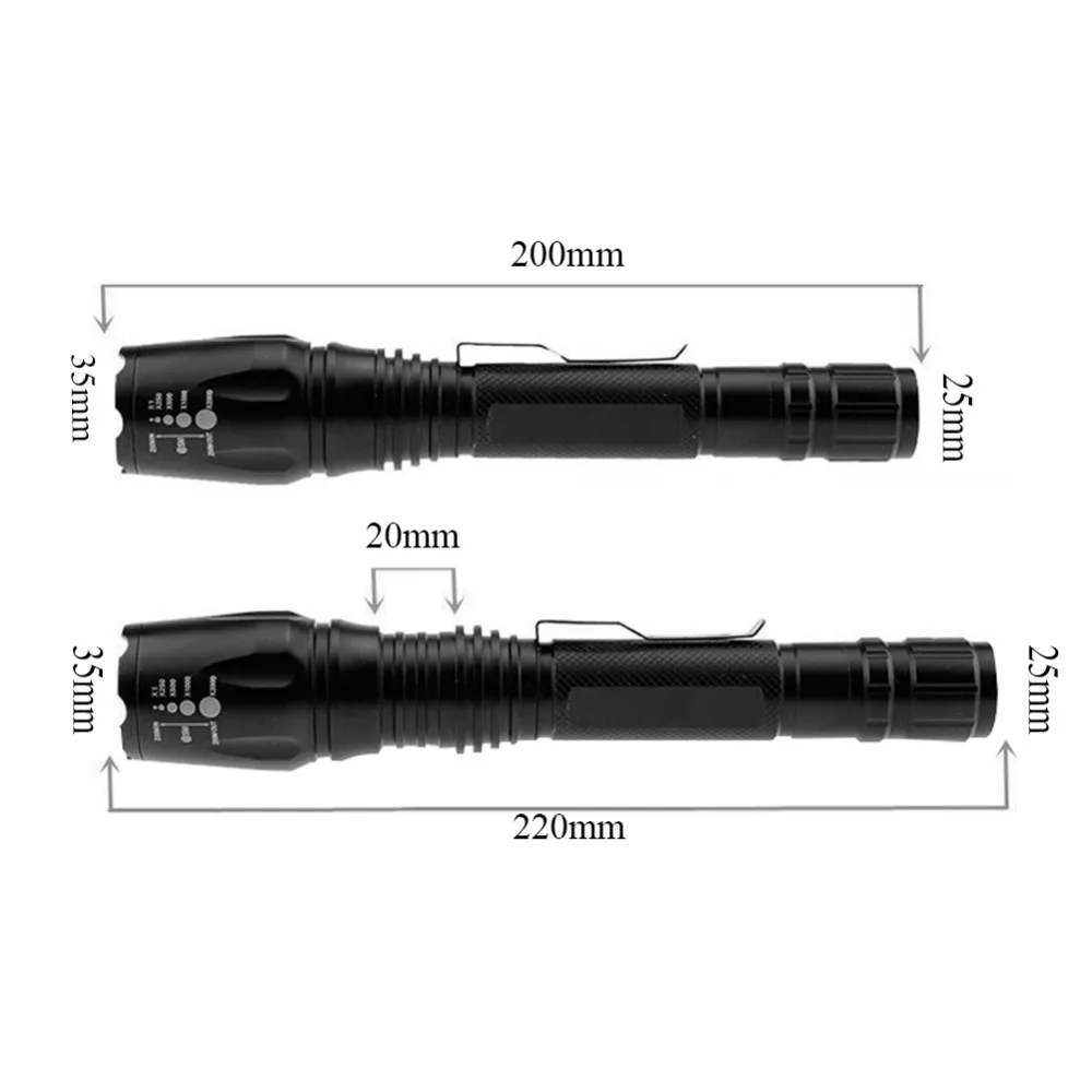 Масштабируемые Xml T6 Фонарик светодиодный водонепроницаемый фонарик 3000 люмен ламповый свет Применение 2x18650 аккумуляторная батарея