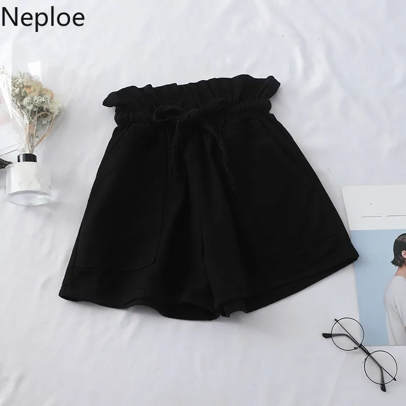 Neploe бутон Drawstring женские шорты с высокой талией карманами короткие Feminino Лето 2019
