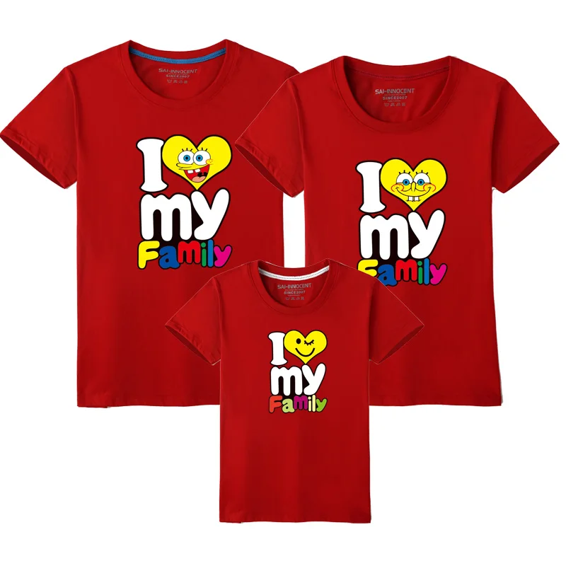 1 шт. одинаковые летние футболки с надписью I love My Family для папы мамы сына и дочки