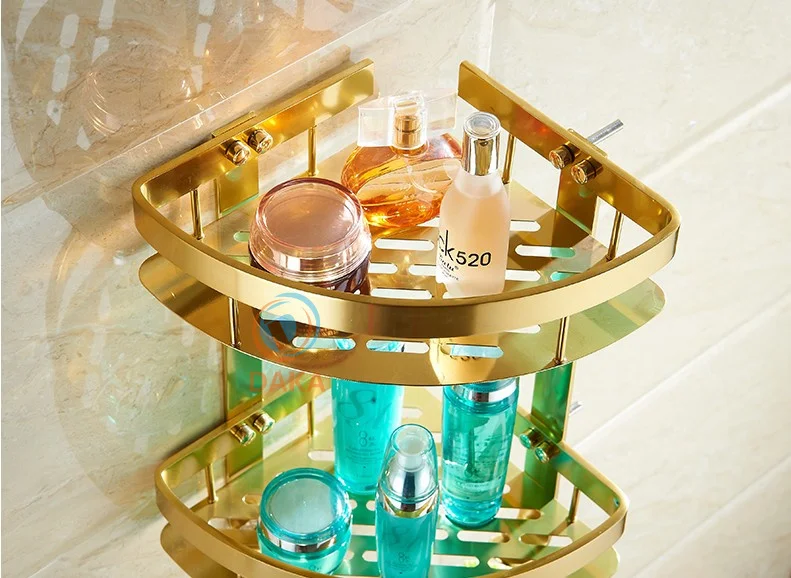 Bathroom Accessories,Fashion Gold Design Shower Shampoo&Toilet Storage Shelf/Wall Mounted Bathroom Modern Basket/Bath furniture