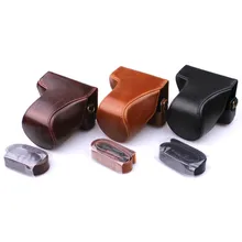 high quality Black Coffee Brown Oil Skin PU Leather Video Camera Bag Case Cover Pouch with Shoulder Strap for Canon EOSM
