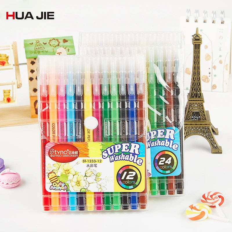 

Children Washable Painting Graffiti Pen 12/24 Colors Water-color Pen Magic Refillable Water Brush Ink Pen Art Marker Pen ST-1233