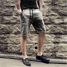 S-3XL модные шорты Для мужчин Эластичность джинсы Для мужчин короткие Повседневное Slim Fit Короткие джинсы Для мужчин лето качество Винтаж плюс Размеры мужской A5329