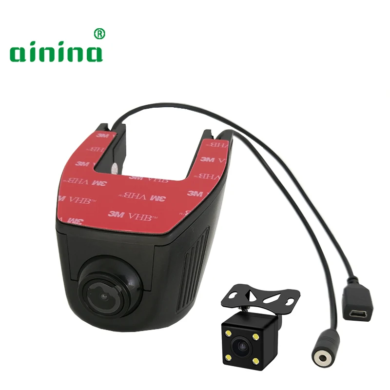 

Ainina WiFi Dual lens hidden car dvr camera HD wifi dashcam with rear camera , two lens wifi car camera recorder