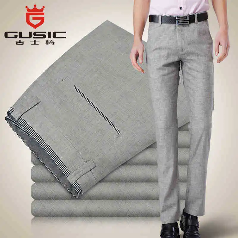 Fashion Mens Linen Pants Brand GUSIC 