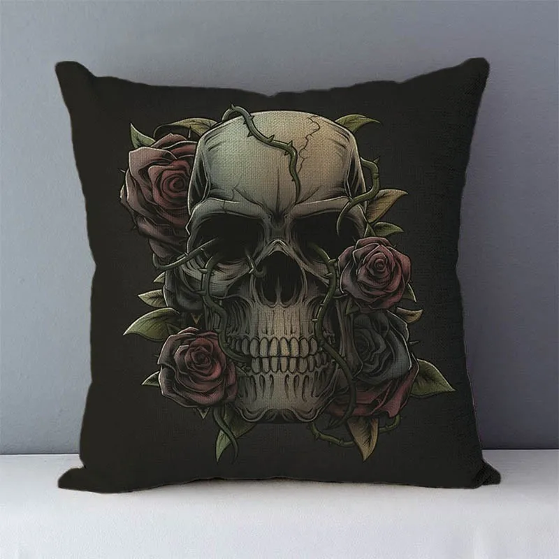 Post-modern style couch cushion Skull printed home decorative pillows square size 45x45cm seat cushions pillowcase without core 