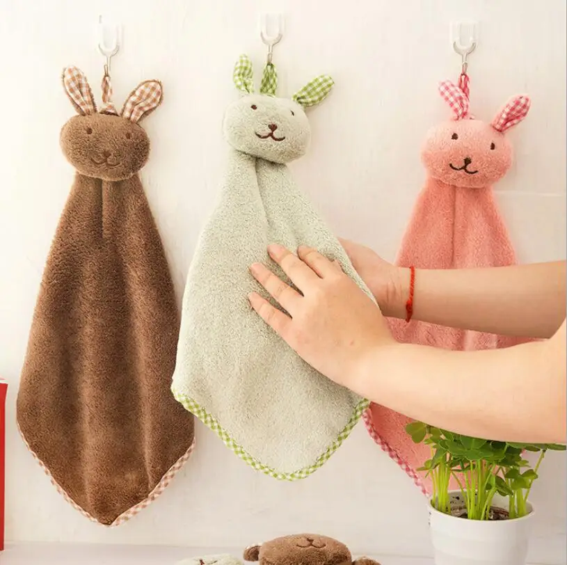 

Rabbit Hare Bunny microfiber glass dish beatch Hand towel Quick Dry accessories cleaning kitchen Home bathroom hanging bath