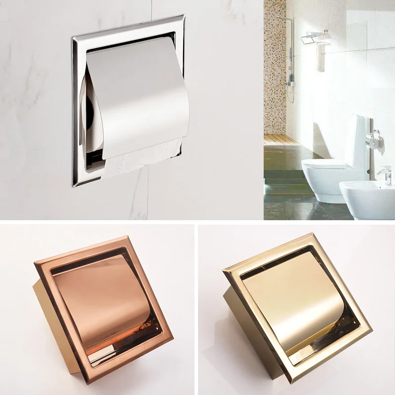 Recessed Toilet Paper Support 304 Stainless Steel Gold ...