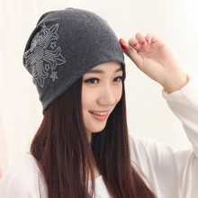 Весенняя и осенняя вязаная шапочка женская вязаная шапка теплая шапка для девочек кепка со стразами женская шапка