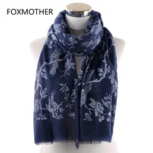 FOXMOTHER весенний шарф темно-серая Птица на ветке печати шарфы шаль обертывания Foulard Femme Мода Bufandas Mujer FOXMOTHER весенний шарф темно-серая Птица на ветке печати шарфы шаль обертывания Foulard Femme Мода Bufandas Mujer