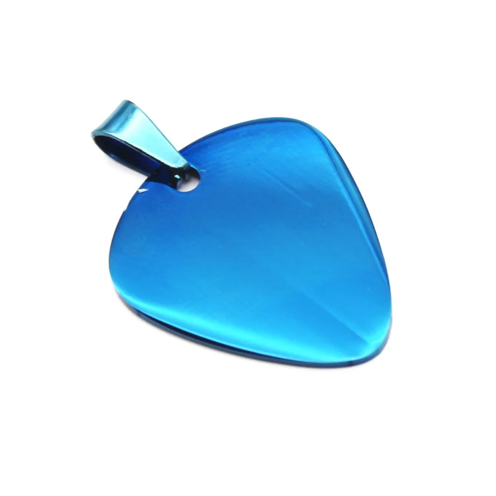 

Free Engrave High Quality Stainless Steel Guitar Pick Pendant ID Necklace Unisex 5 colors without chain double side polish