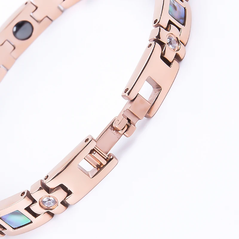 Party Girls fashion jewelry Colorful Shell CZ stones rose gold color female Charm Bangles magnetic bracelets for women (5)