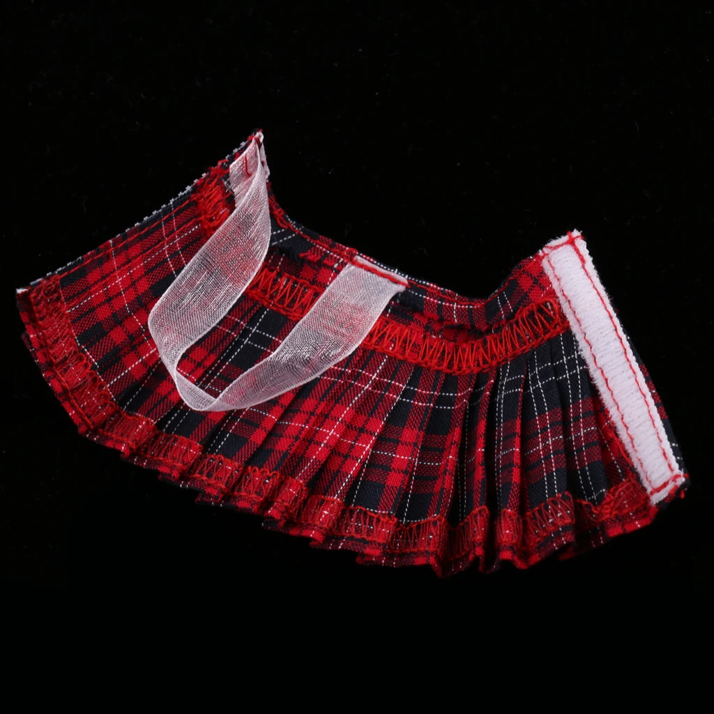 Classic Pleated Skirt Dress for 12inch Blythe Doll Party Casual Outfit red/green/black/pink
