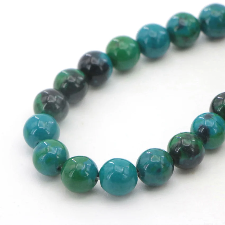 1 High Quality 4-14mm natural Dark green semi-precious Round ball Phoenix stone loose beads for DIY Fashion charms (8)