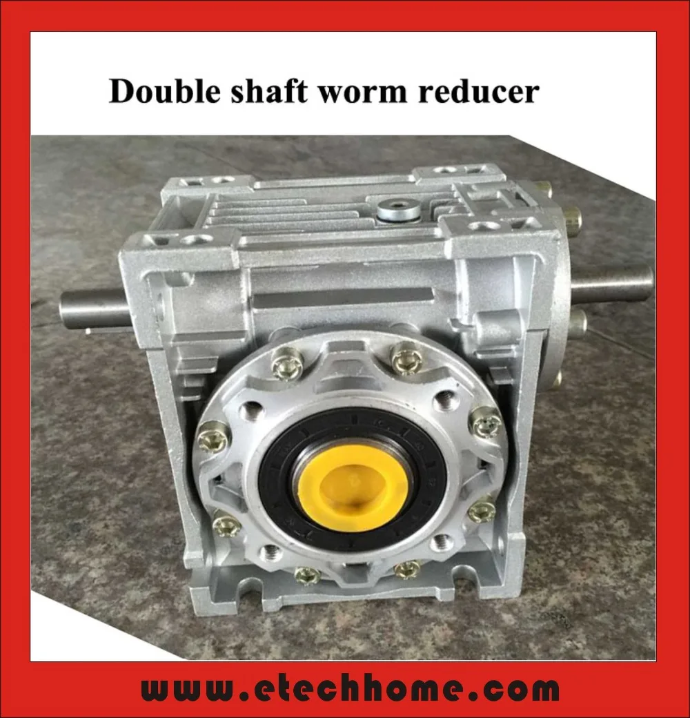 

90 Degree Speed Reducer 050 Double Extension Shaft Input 14mm Ratio 5:1 Worm Gearbox