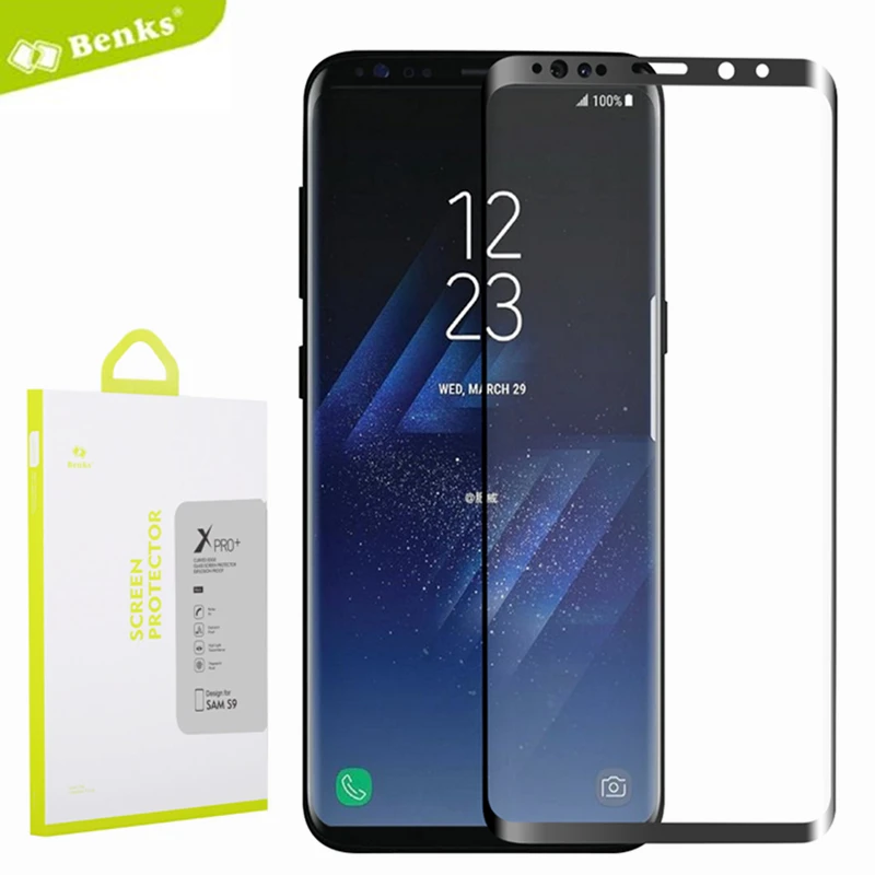 Benks для Samsung Galaxy S9 Plus закаленное стекло + Защитная пленка экрана 3D Edge Full Cover LCD