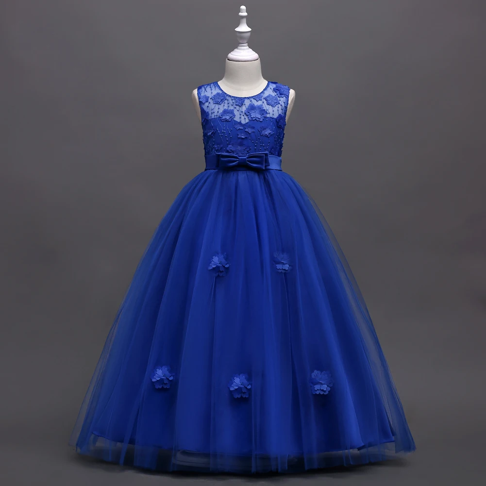 

Girl baby Clothes 2019 New Girls Pearls Birthday Wedding Party Princess Dresses Kids Sleeveless Lace Dresses Evening dress