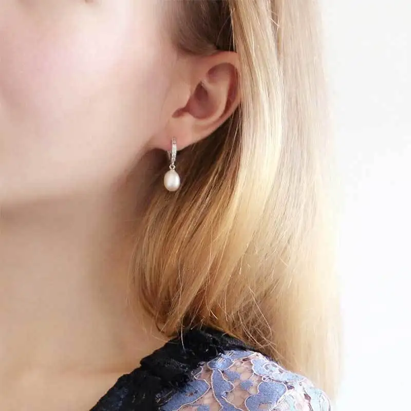 HENGSHENG 100% Genuine pearl jewelry natural pearl earrings cultured freshwater pearls, super deal earring women girl best gifts -