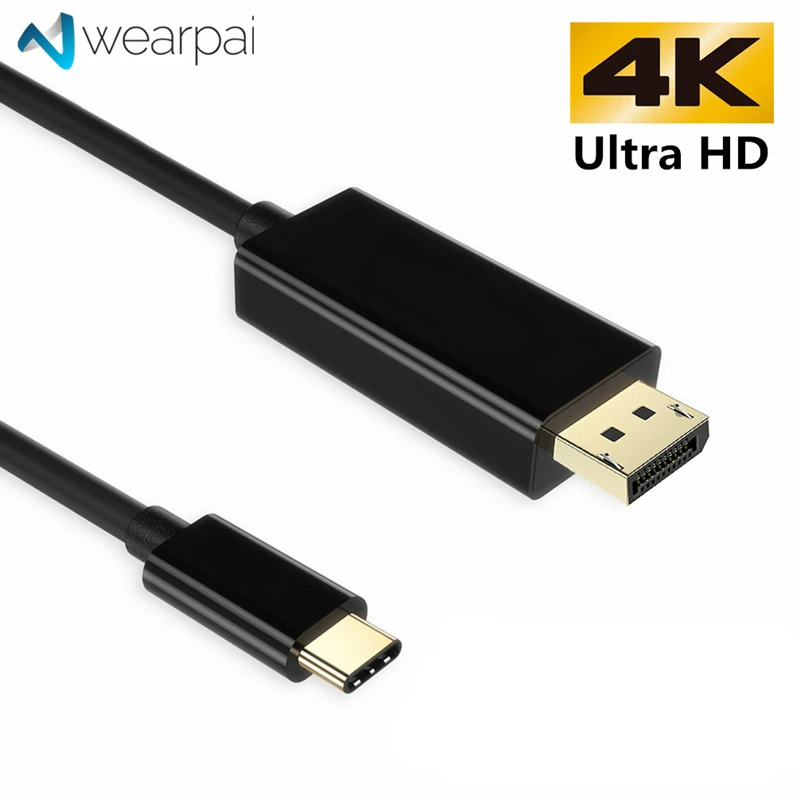 Wearpai USB-C toDisplayport адаптер 6 ноги usb C к DP кабель для MacBook/MacBook Pro/XPS adatpter 1 8 м/черный |