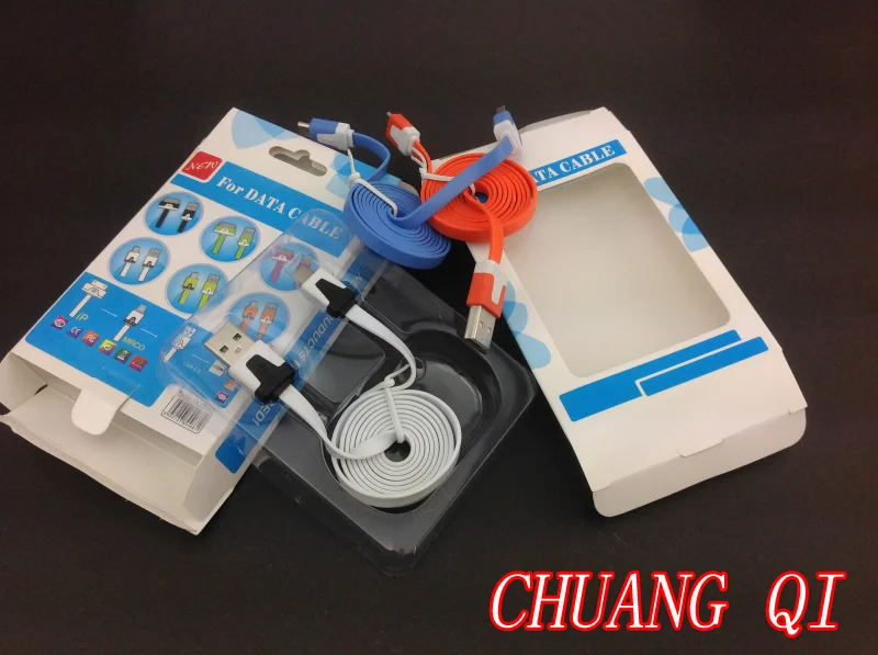 with retail box Colorized Noodle Micro 1M USB Sync Data&ampCharge Cable For Samsung GalaxyS3 I9300 Note2 N7100 1000pcs/lot fedex | Мобильные