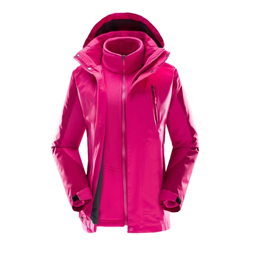 RAY GRACE зимняя женская 3 в 1 Водонепроницаемая теплая походная куртка, термальная Антистатическая куртка для кемпинга, спорта на открытом воздухе, ветровка, флисовое пальто - Цвет: RoseRed