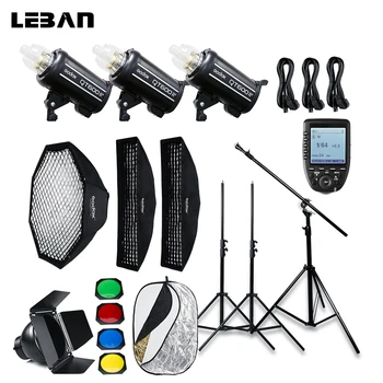 

Godox 3X QT600II 600W Studio Strobe Flash Light with Built-in Godox 2.4G Wireless X System+Xpro Trigger+Light Stand+Boom Arm Kit