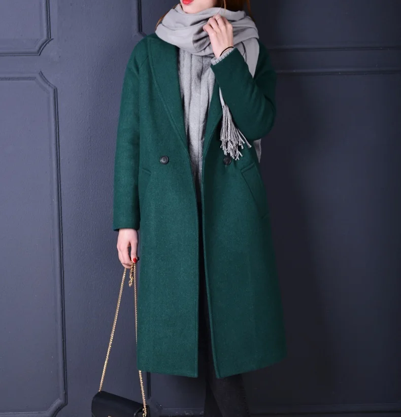 

Drop Sale Paded Thick Warm Women's Long Wool Coats Olive Green Winter 2019 Drop Sale