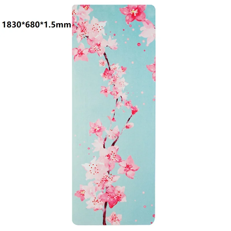 1.5mm Non Slip Natural rubber suedeYoga Mat 183cm Sport for Fitness Lightweight Microfiber Printed exercises pads Mats | Спорт и