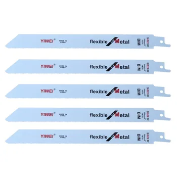 

5 Pcs S1022BF BIM 202mm 8" Reciprocating Sabre Saw Blades Set Flexible For Metal