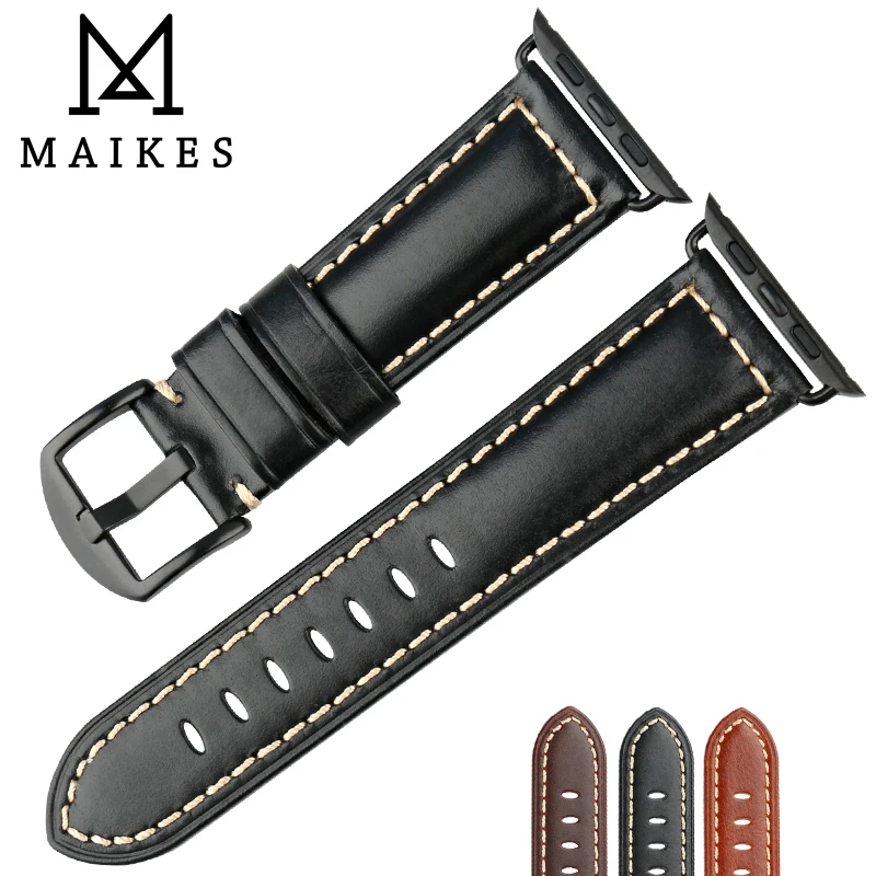Аксессуары для часов MAIKES из натуральной кожи браслетов Apple Watch 44 мм 40 серии 1 2 3 4 5