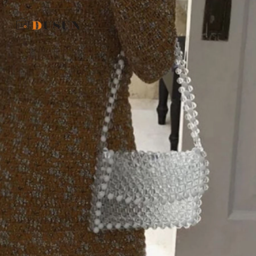 

DUSUN Pearl Handmade Beaded Small Tote Bag Retro Women Pearl Evening Party Handbag Luxury Ladies Dress Hands Bags bolsa feminina