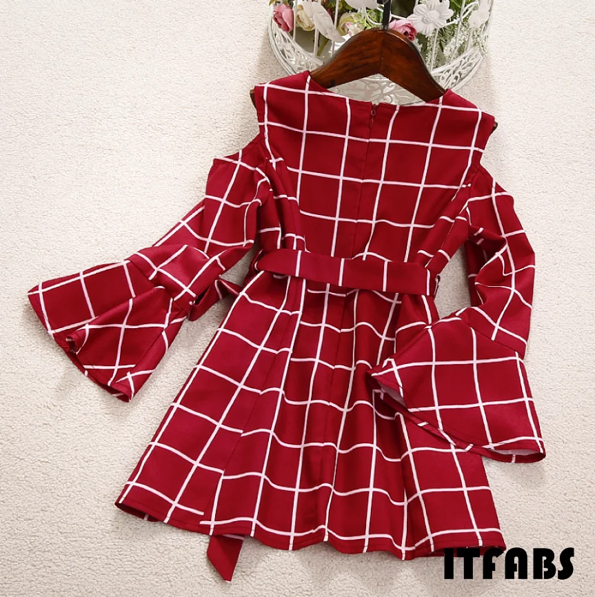 Emmababy/Новое поступление, одинаковые платья для мамы и дочки, модное длинное платье в красную клетку для женщин и девочек, Прямая поставка