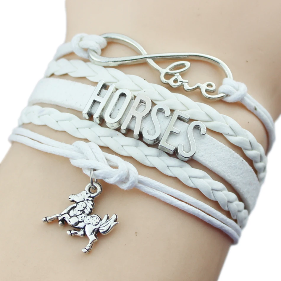 Infinity amour chevaux argent couleur cheval charmes bracelets pour femme filles  bracelets bijoux cadeau d'anniversaire | AliExpress