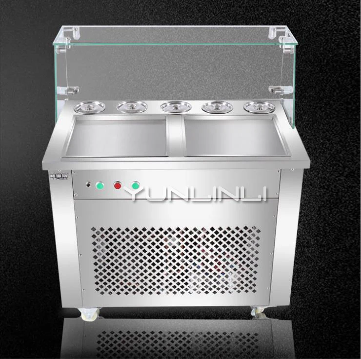 Машина для приготовления жареного мороженого на двойной сковороде, коммерческая машина для перемешивания йогурта, машина для смешивания мороженого, устройство для перемешивания HX-CB25