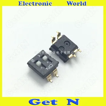 

50pcs Codeing Switch 2.54MM Pitch DIP Switches 2 Positions 4 Pins SMD Black