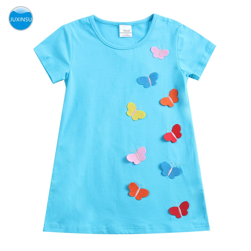 

JUXINSU Toddler Girls Cotton Summer Short Sleeve Butterfly Dresses for Baby Girl Kids Clothes 1-6 Years