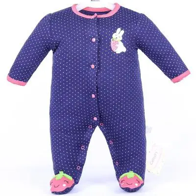 Детский комбинезон из чесаного хлопка, комбинезон с длинными рукавами, теплая одежда для младенцев, синий детский комбинезон, толстый