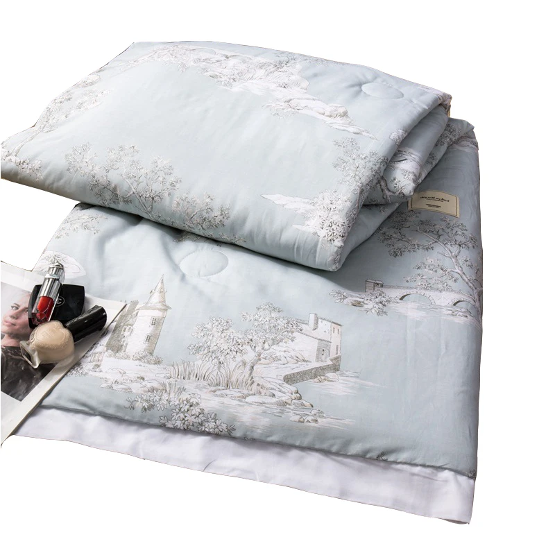 

Luxury Washable Summer Comforter Modal Fabric Microfiber Filling Single Double Size Pattern Printed Washable Quilted Quilt