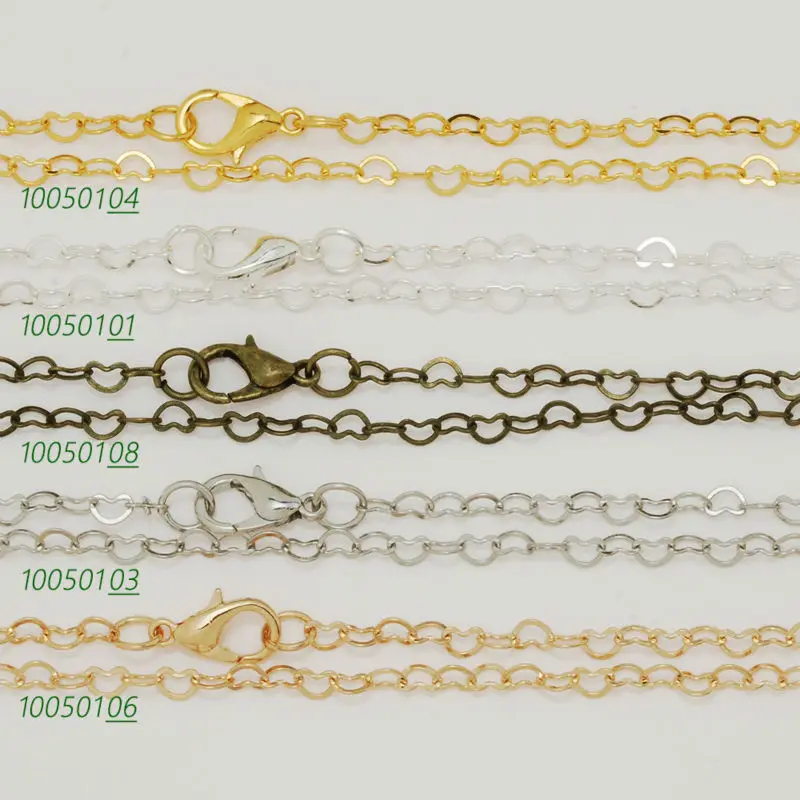 

Ready to wear 10pcs 4.3x3mm heart link brass chain,finished chain of 24'' length,finished necklace chain with lobster-100501