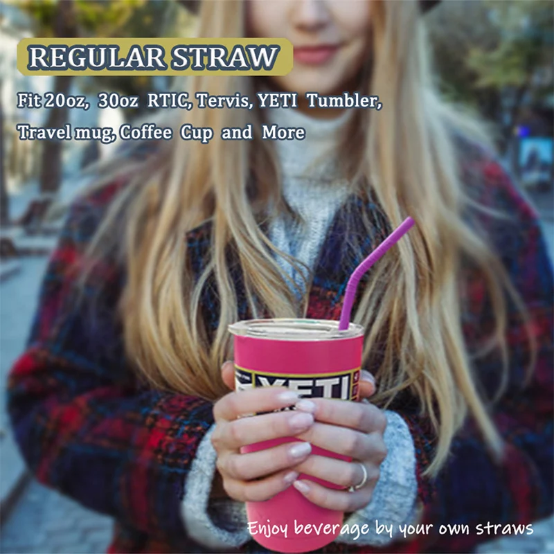 Drinking Straws WALFOS 5 Pieces/Set Reusable Silicone Straws Set Extra Long Flexible Straws Bar Accessories