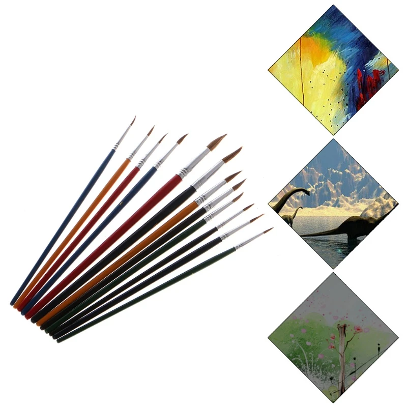 Goede 12 Stks Kunstenaars Kwast Nylon Haar Aquarel Pen Ronde Spitse Tip Schilderen Leveringen