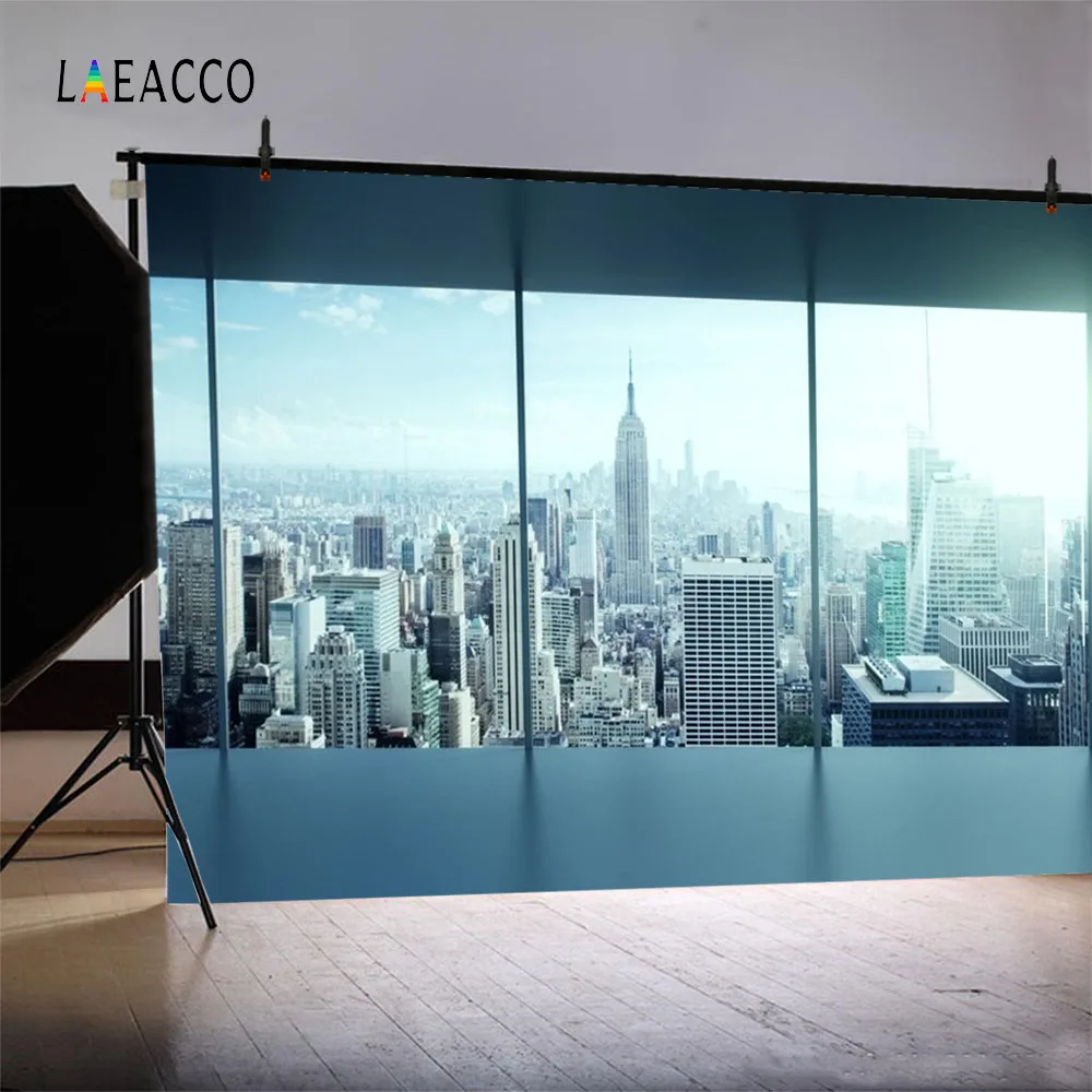 Laeacco Office Glass French Windows City Building Landscape Scene Photography Backgrounds Photographic Backdrop For Photo Studio