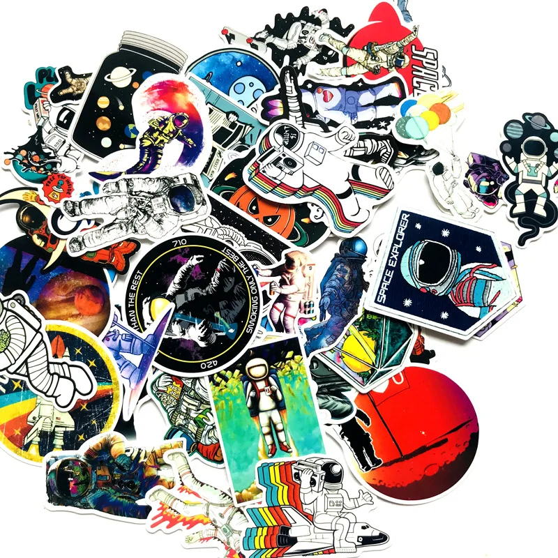 [NEW]     50pcs Spaceman Astronaut Graffiti Sticker Cosmic Kid Toy Sticker Skateboard Guitar Luggage Trolley Case Sticker