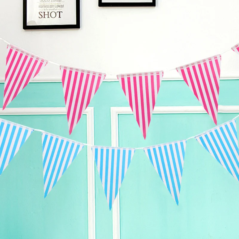 1 Set Novelty Colorful Vertical Stripes Flags Pennant Garland Banners