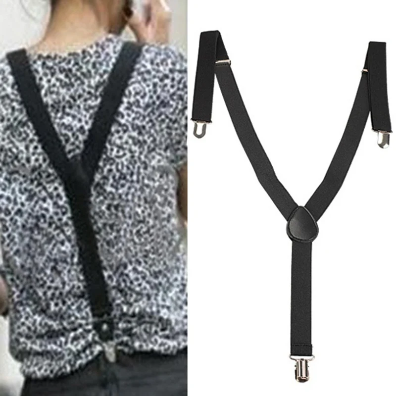 

New Fashion Solid Color Elastic Brace Suspender Y Back Neon Clip-on Belt for Overall Adult Child Suspenders LB